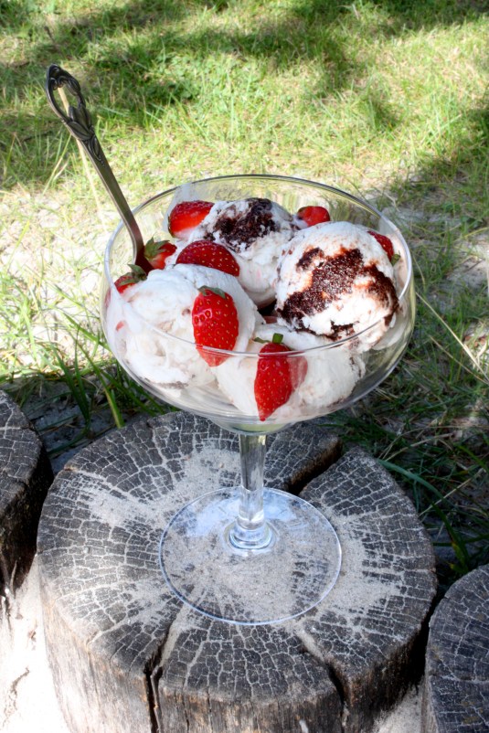 Flødeis med daddelchokolade
